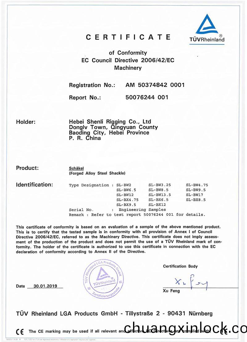 Shackle CE certificate