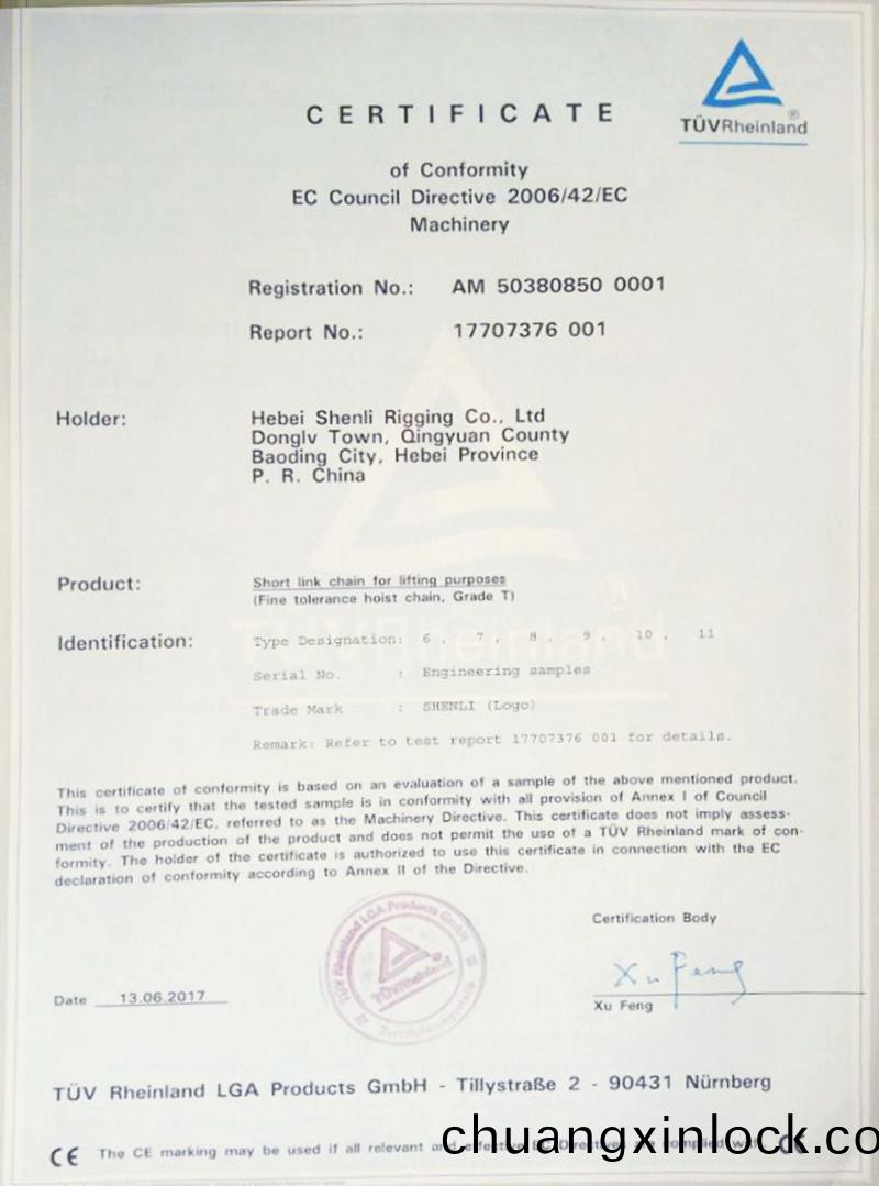 Hoist chain CE certificate