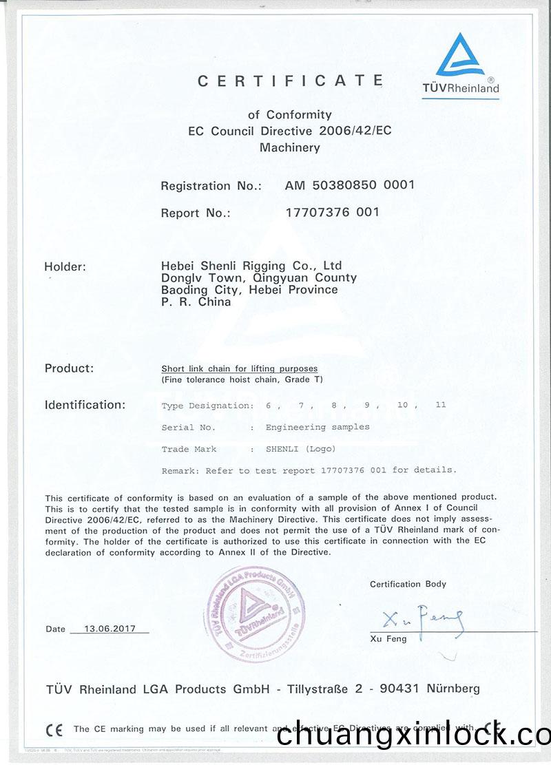Fine tolerance hoist chain, Grade T CE certificaate